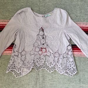 KIMCHI BLUE | LAVENDER LACE 3/4 SLEEVE TOP